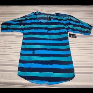 NWT Express dress cold shoulder Blue/teal/black size M